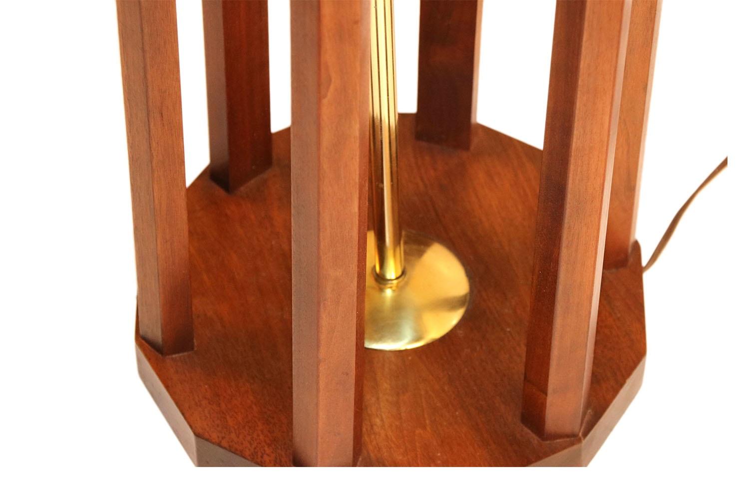 American Mid Century Architectural Walnut Lucite Tall Table Floor Lamp