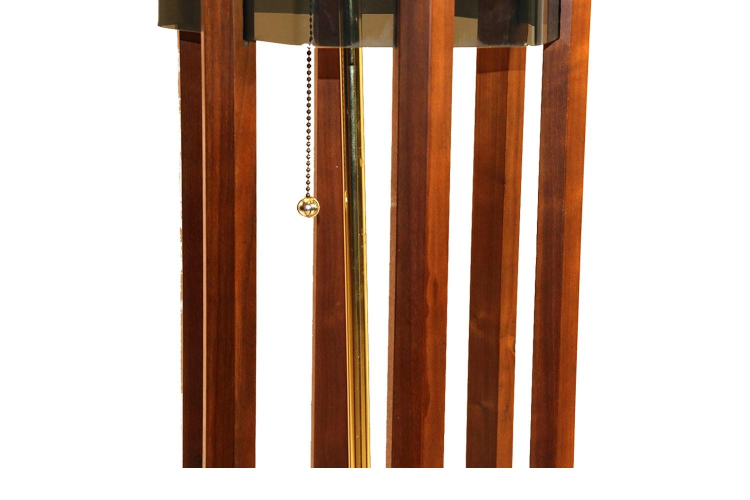 Mid Century Architectural Walnut Lucite Tall Table Floor Lamp 1