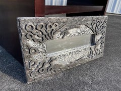 Specchio in metallo misto brutalista di metà secolo degli Arenson Studios, Florida, c.C. 1970