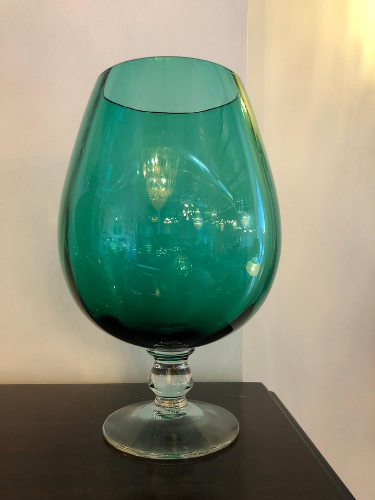 Mid Century Argentinian Handblown MultiGreen Hues Large Brandy