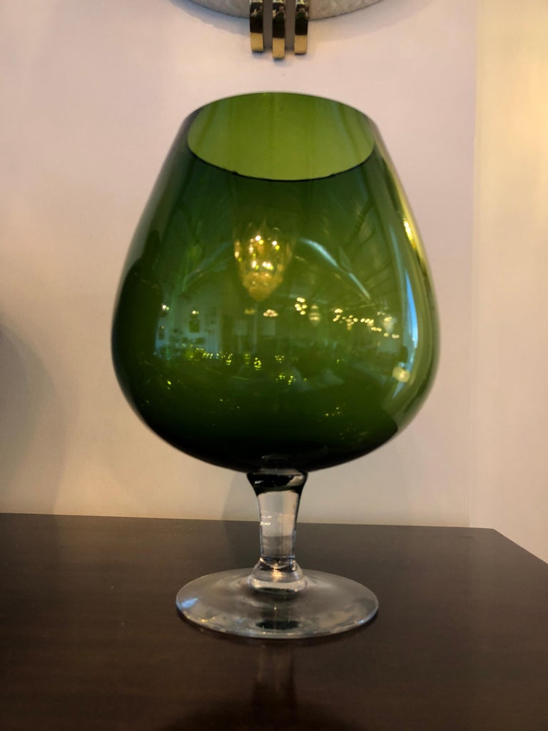 Mid Century Argentinian Handblown MultiGreen Hues Large Brandy Snifters / Vases For Sale at 1stdibs