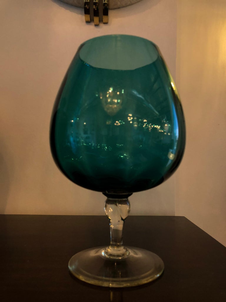 Mid Century Argentinian Handblown MultiGreen Hues Large Brandy