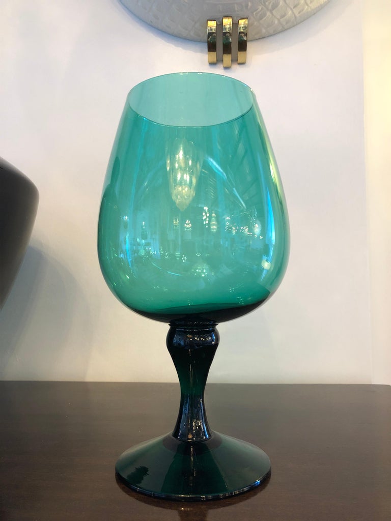 Mid Century Argentinian Handblown MultiGreen Hues Large Brandy