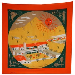 Vintage Mid Century Arizona Biltmore Hotel Oversized Souvenir Scarf