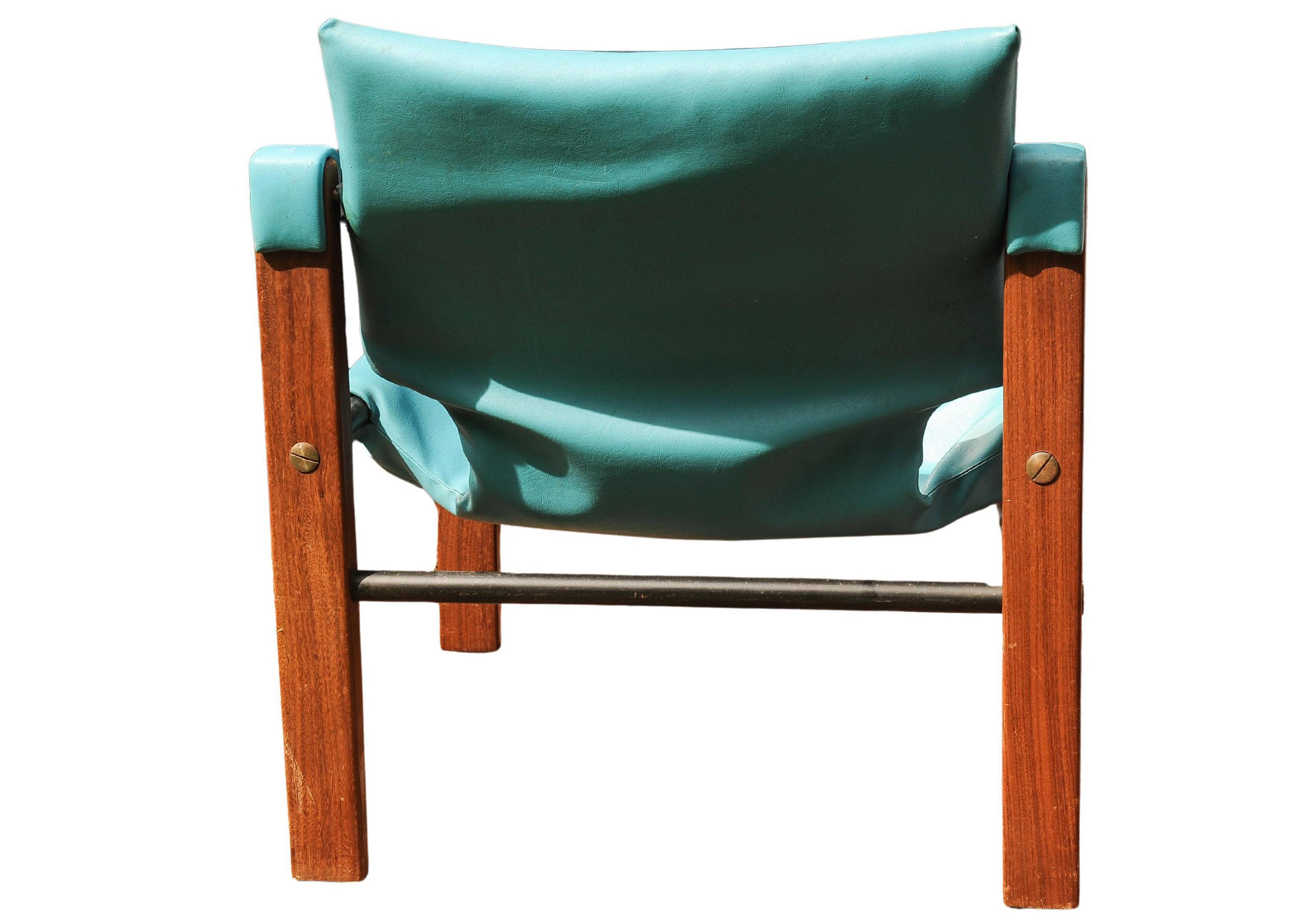 Sedia e ottomana Arkana Safari in teak e acciaio, Maurice Burke, metà secolo 1970 in vendita 2