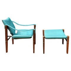 Mid-Century Arkana Teak & Steel Safari Chair & Ottoman, Maurice Burke 1970s