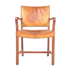 Midcentury Armchair in Patinated Niger Leather, Danish Design, 1940s