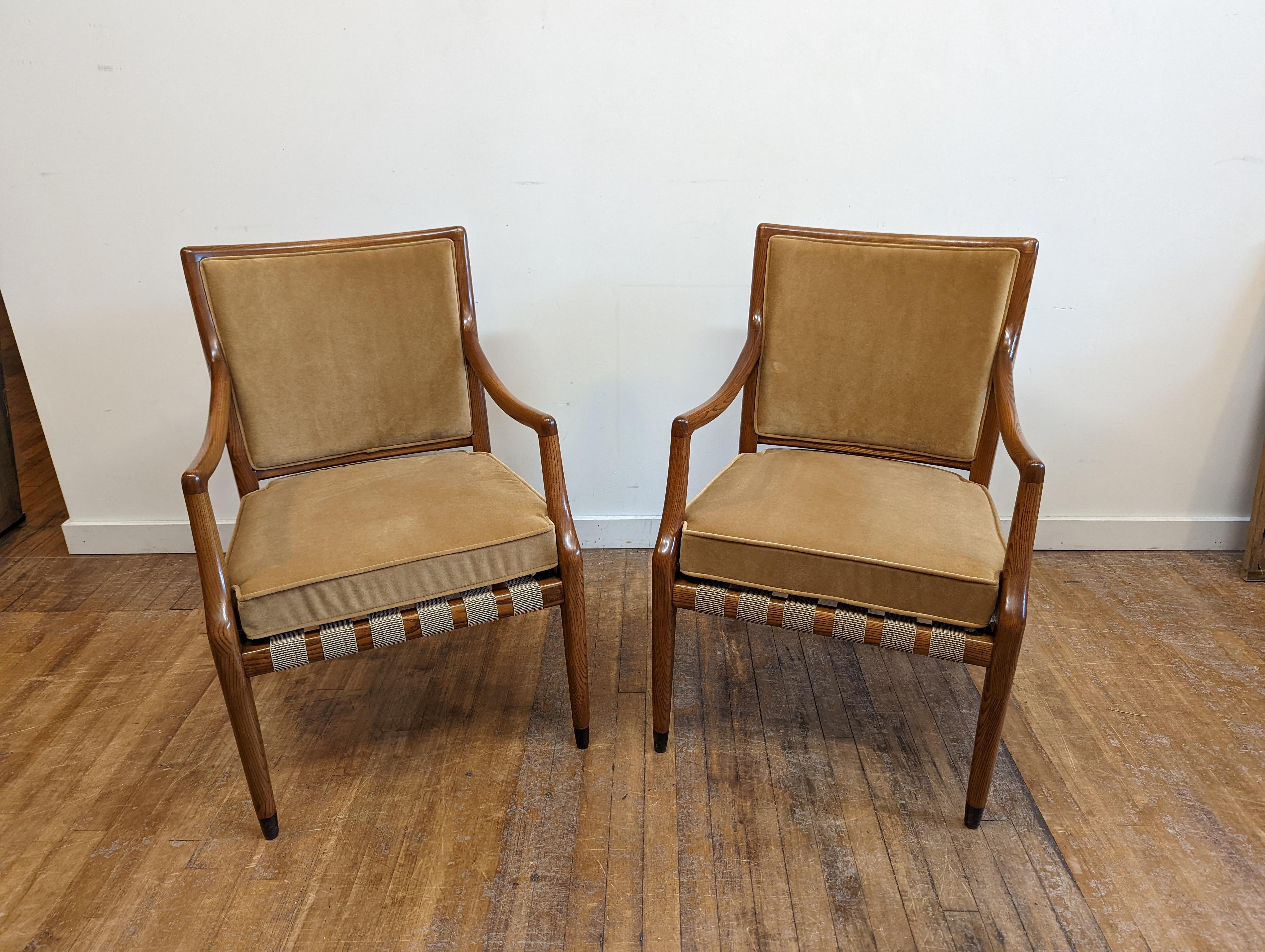 Velvet Mid Century Arm Chairs by Jack Van Der Molen For Sale