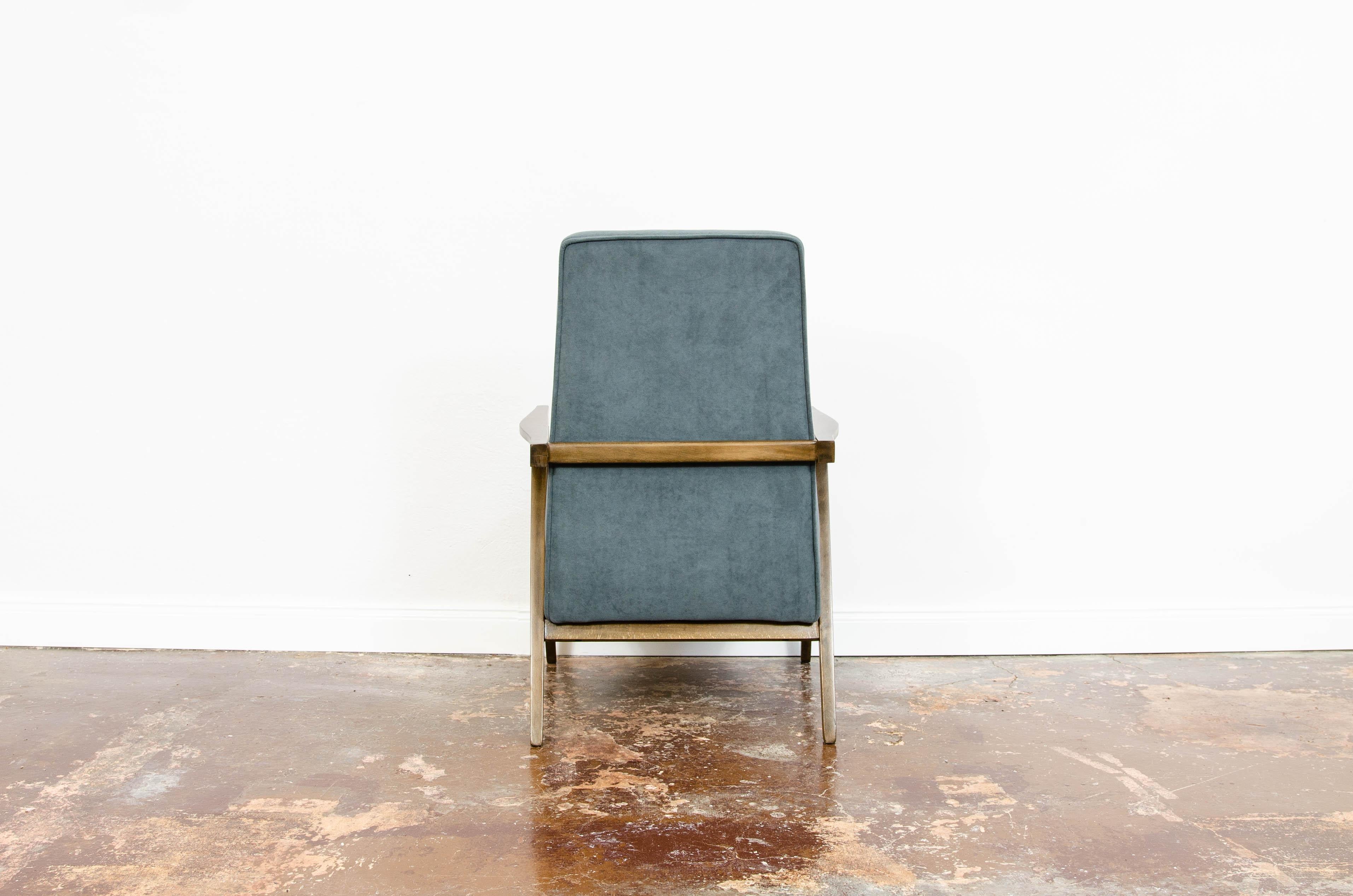 Mid-20th Century Restored Vintage Mid-Century Grey Velvet Armchair, 1960s