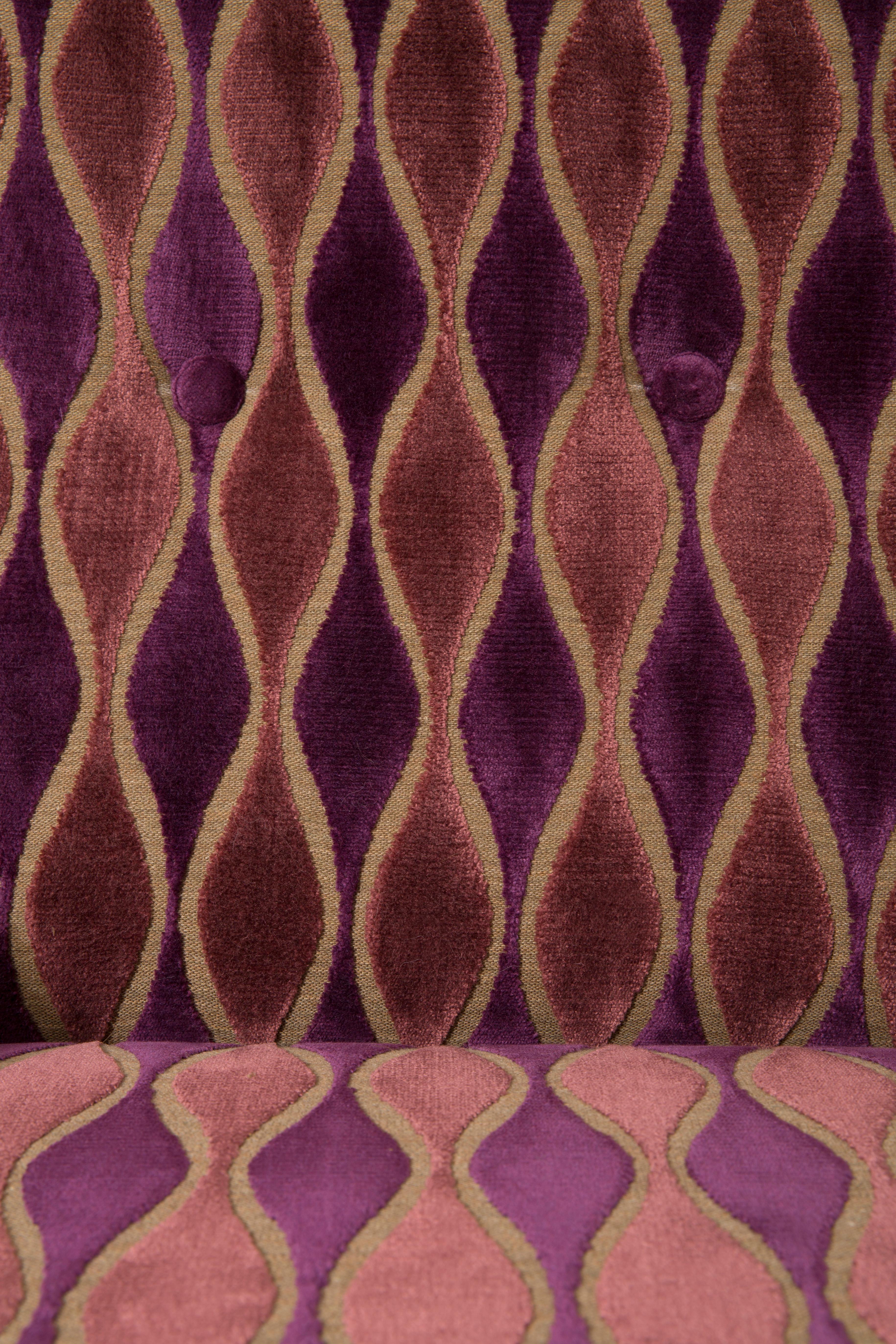Mid Century Armchair and Stool Pink Pattern Velvet, Edmund Homa, Europe, 1960s 3