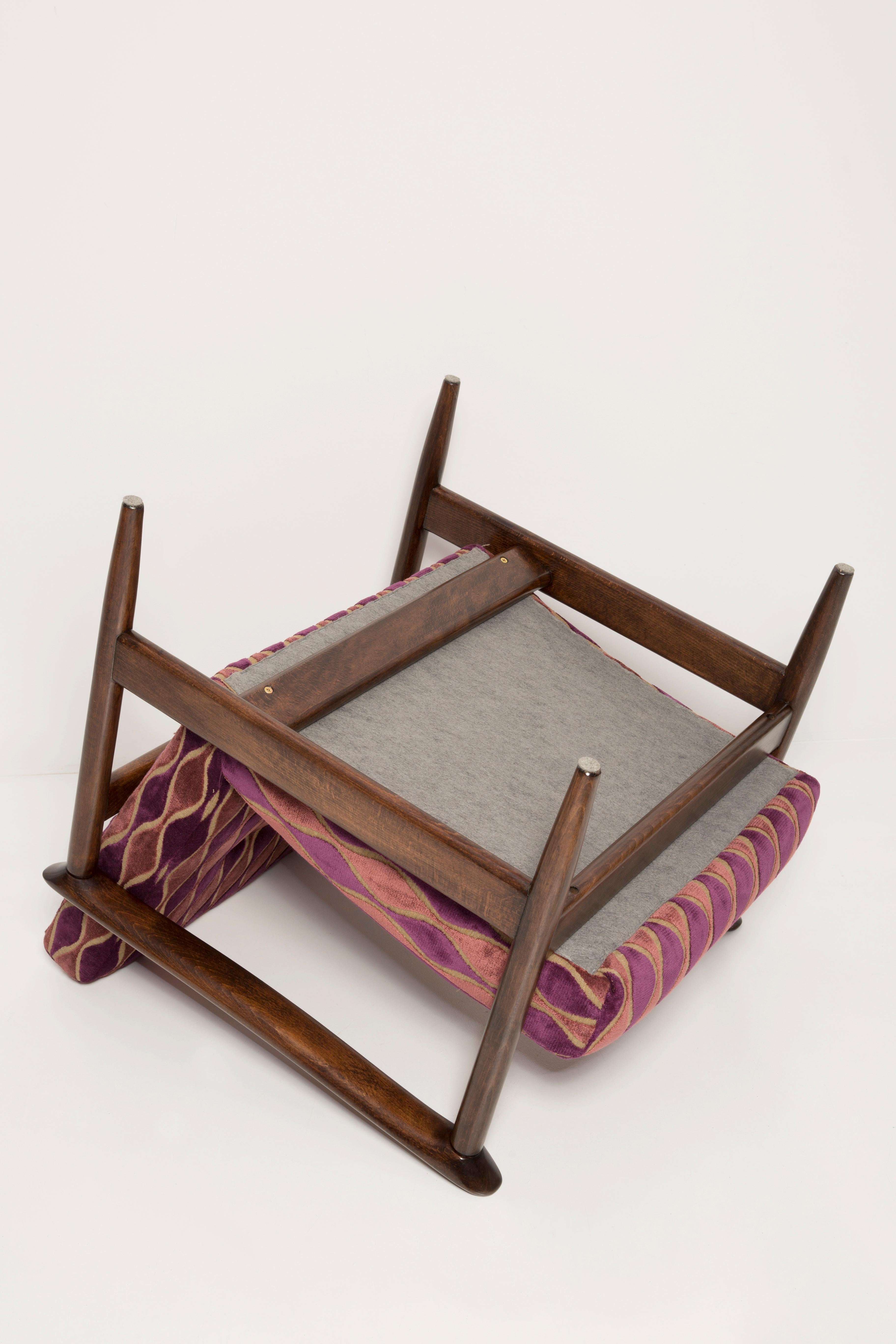 Mid Century Armchair and Stool Pink Pattern Velvet, Edmund Homa, Europe, 1960s 10