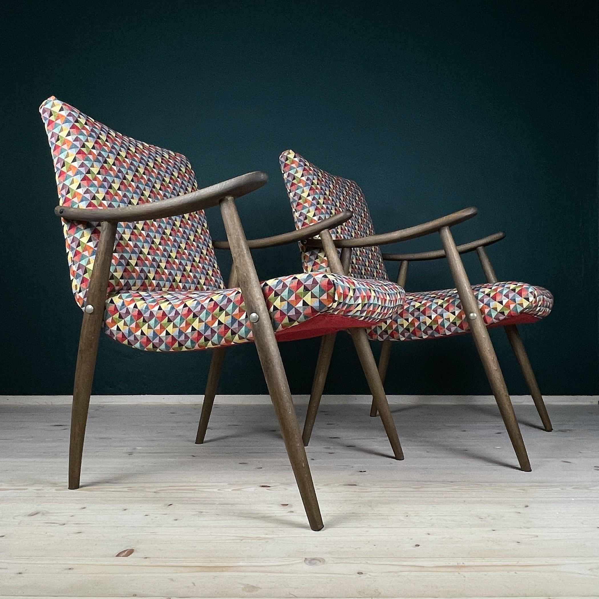 Mid-century armchair Bobi by Meblo, Yugoslavia 1960s, Set of 2 For Sale 3