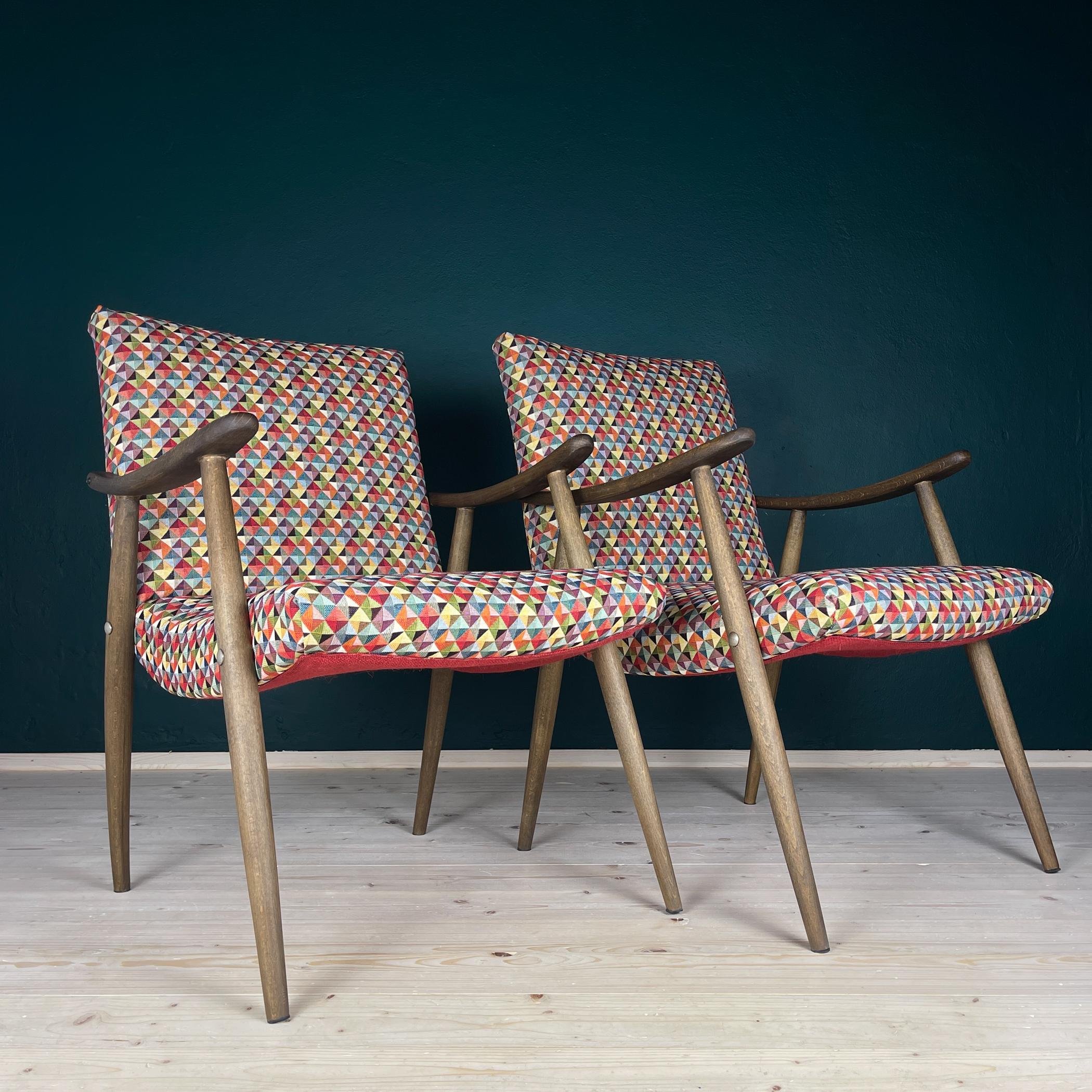 Mid-Century Modern Mid-century armchair Bobi by Meblo, Yugoslavia 1960s, Set of 2 For Sale