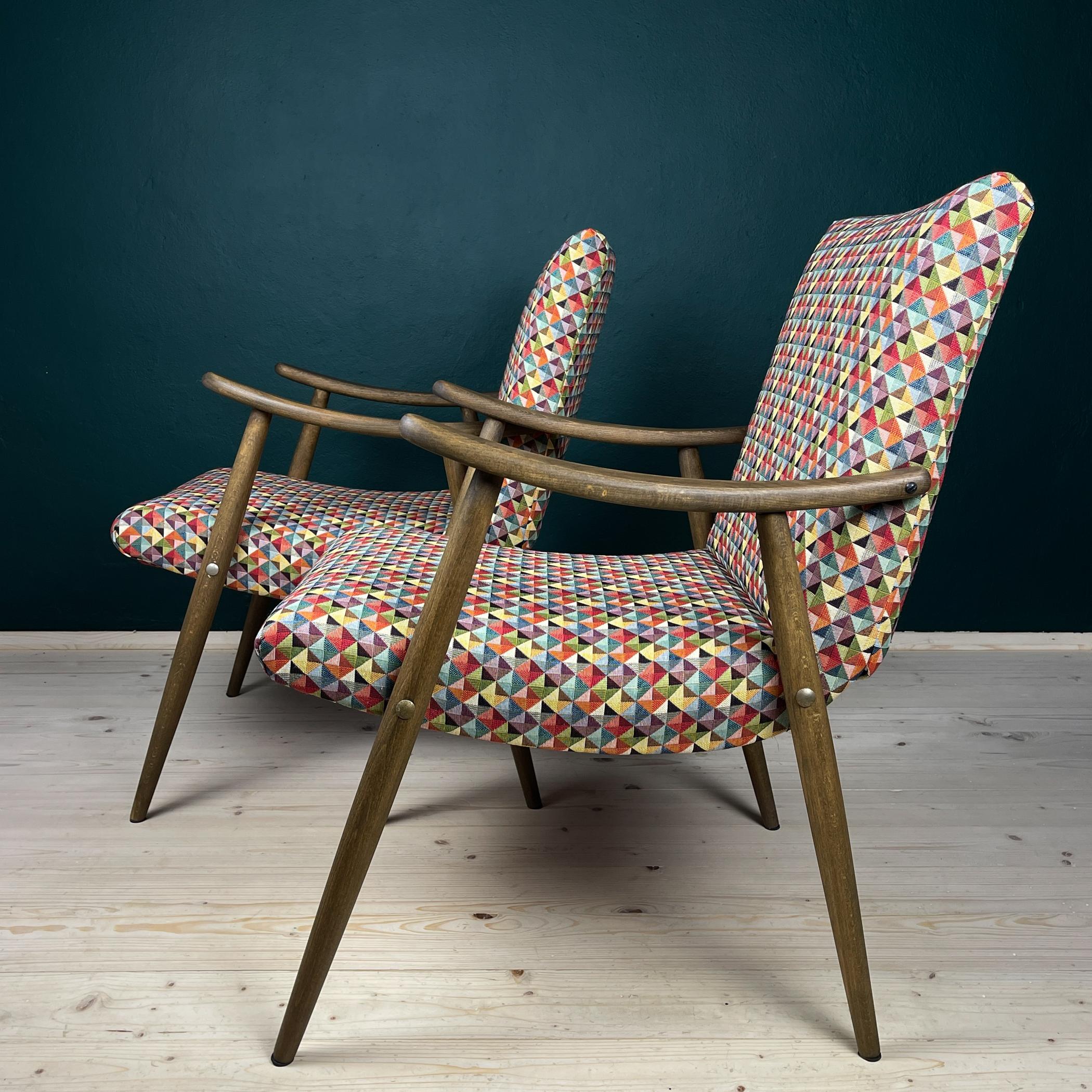 Mid-century armchair Bobi by Meblo, Yugoslavia 1960s, Set of 2 In Good Condition For Sale In Miklavž Pri Taboru, SI