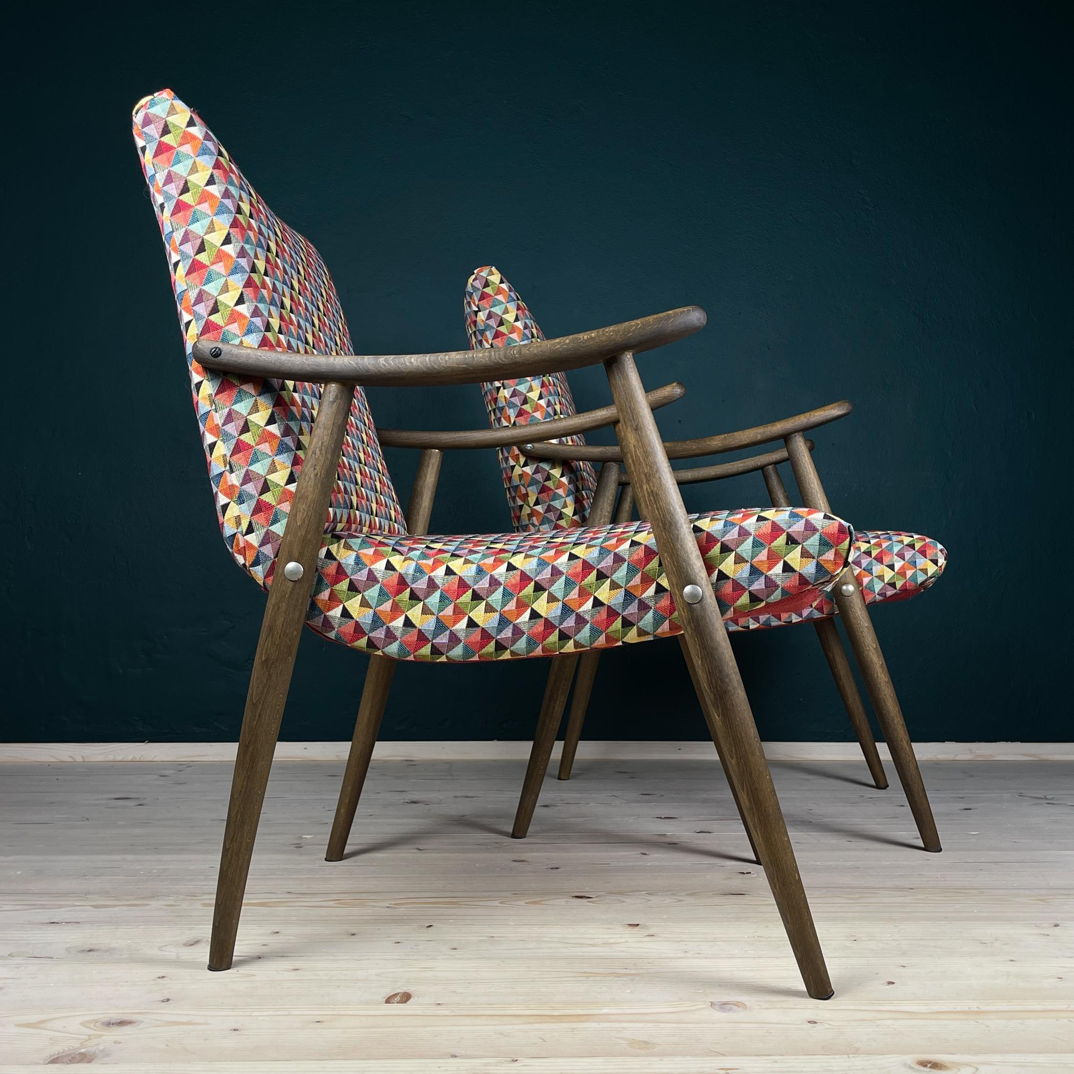 Mid-century armchair Bobi by Meblo, Yugoslavia 1960s, Set of 2 For Sale 1