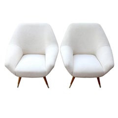 Mid Century Armchair Boucle Fabric