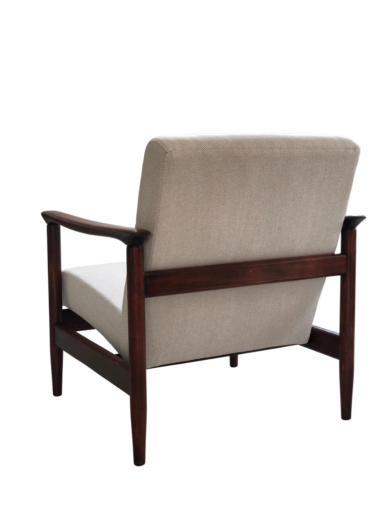 Mid Century Armchair, by Edmund Homa, in Beige Linen, 1960s For Sale at 1stDibs