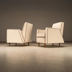 Fauteuil du milieu du siècle de Giuseppe Scapinelli en bouclette et garniture de cuir, Brésil