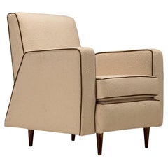 Mid-Century Armchair by Giuseppe Scapinelli in Bouclé and Leather Trim, Brazil