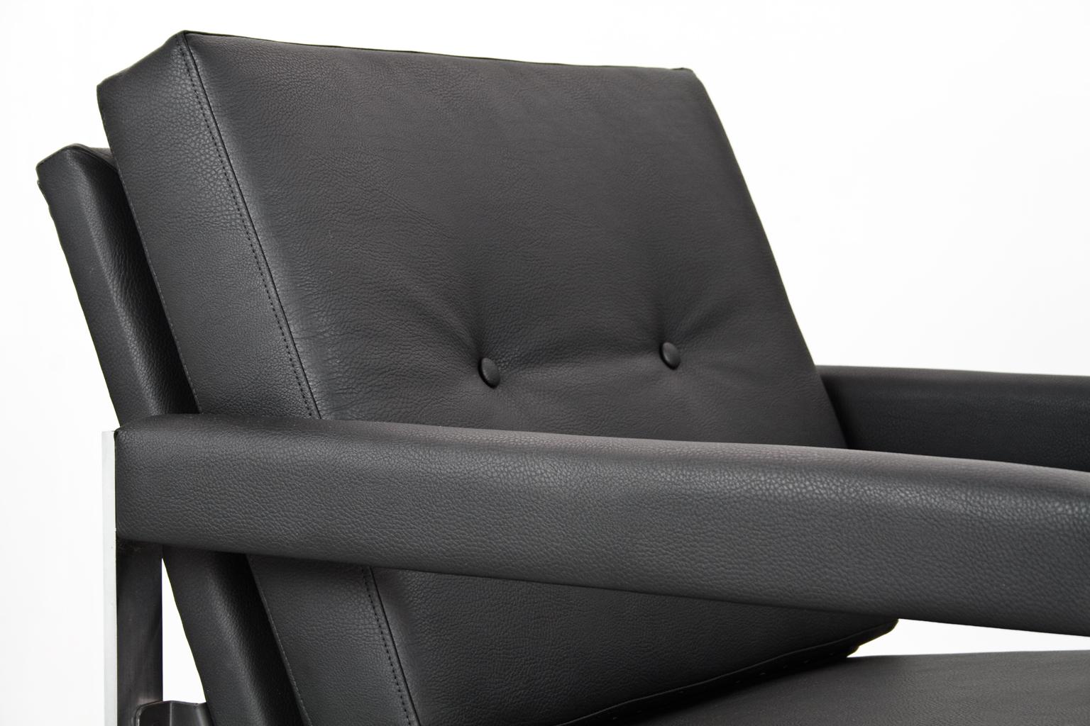 Mid-Century Modern Mid Century Armchair by Hein Salomonson for Ap Polak in Black Faux Leather, 1968