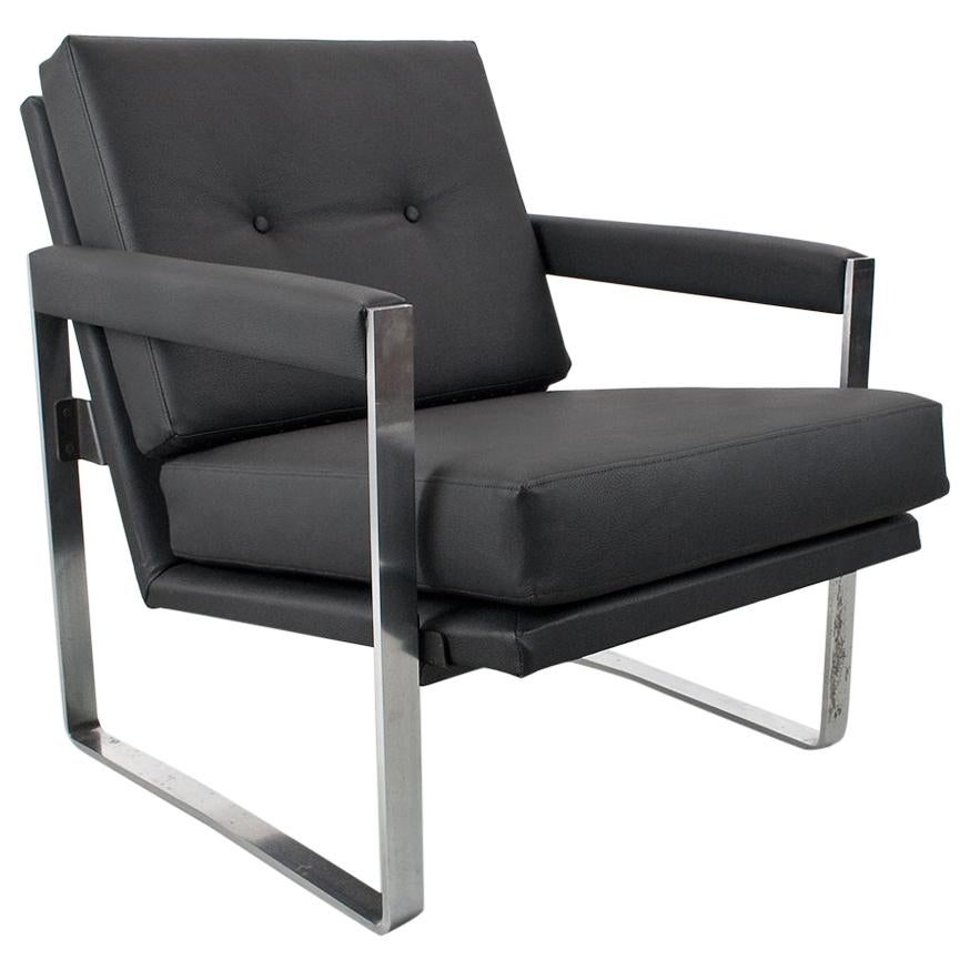 Mid Century Armchair by Hein Salomonson for Ap Polak in Black Faux Leather, 1968