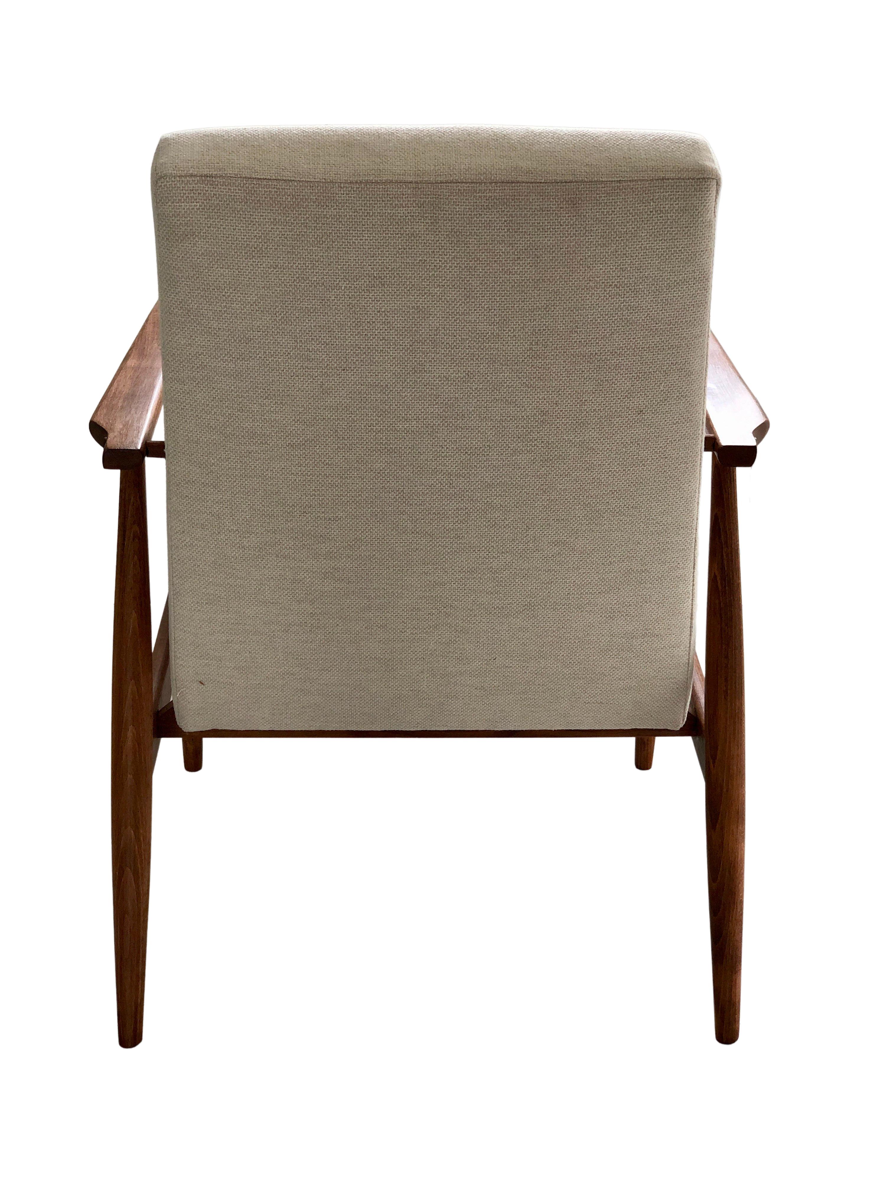 Hand-Crafted Mid Century Armchair by Henryk Lis in Beige, Europe, 1960s, For Sale
