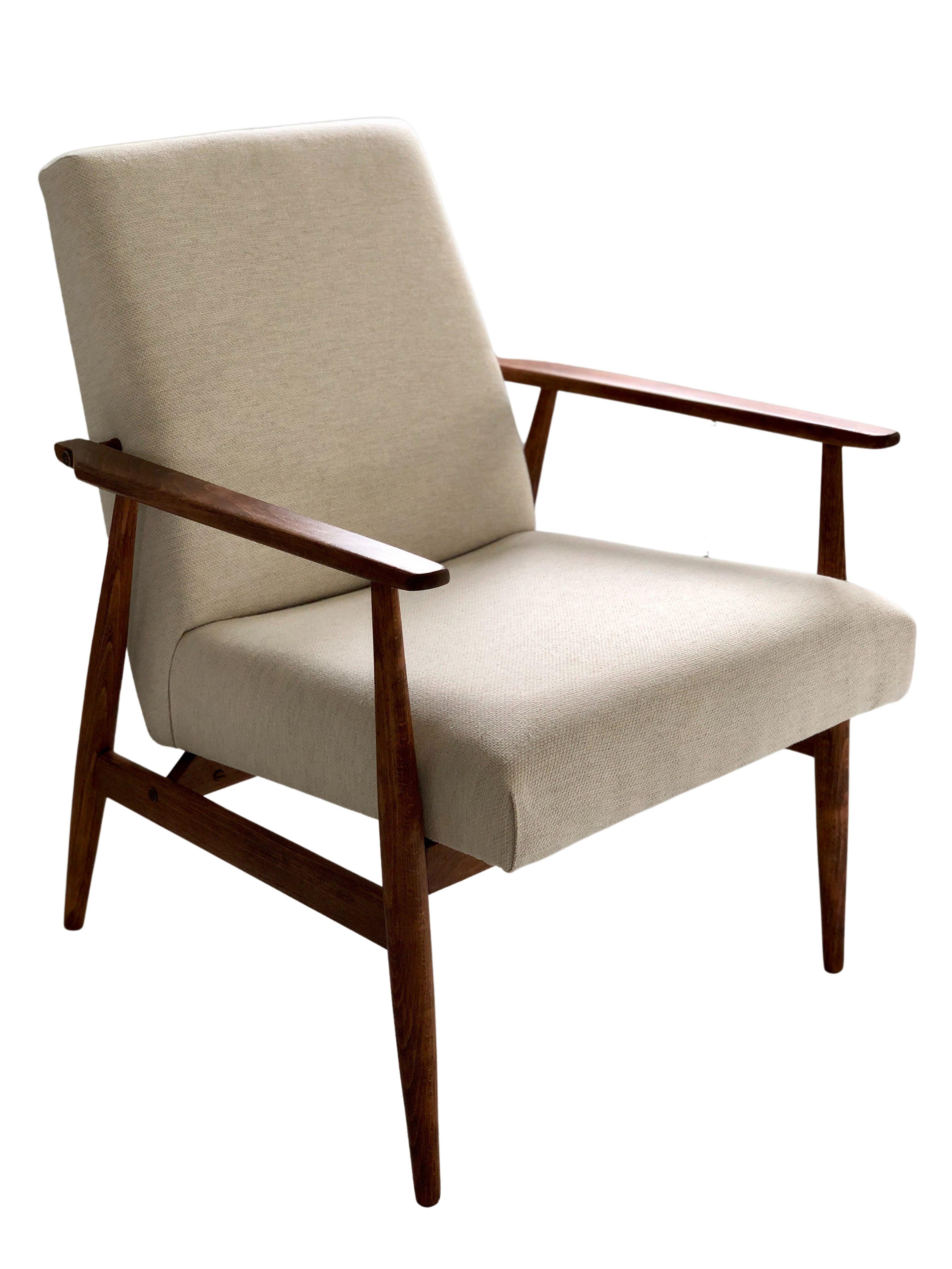Cotton Mid Century Armchair by Henryk Lis in Beige, Europe, 1960s, For Sale