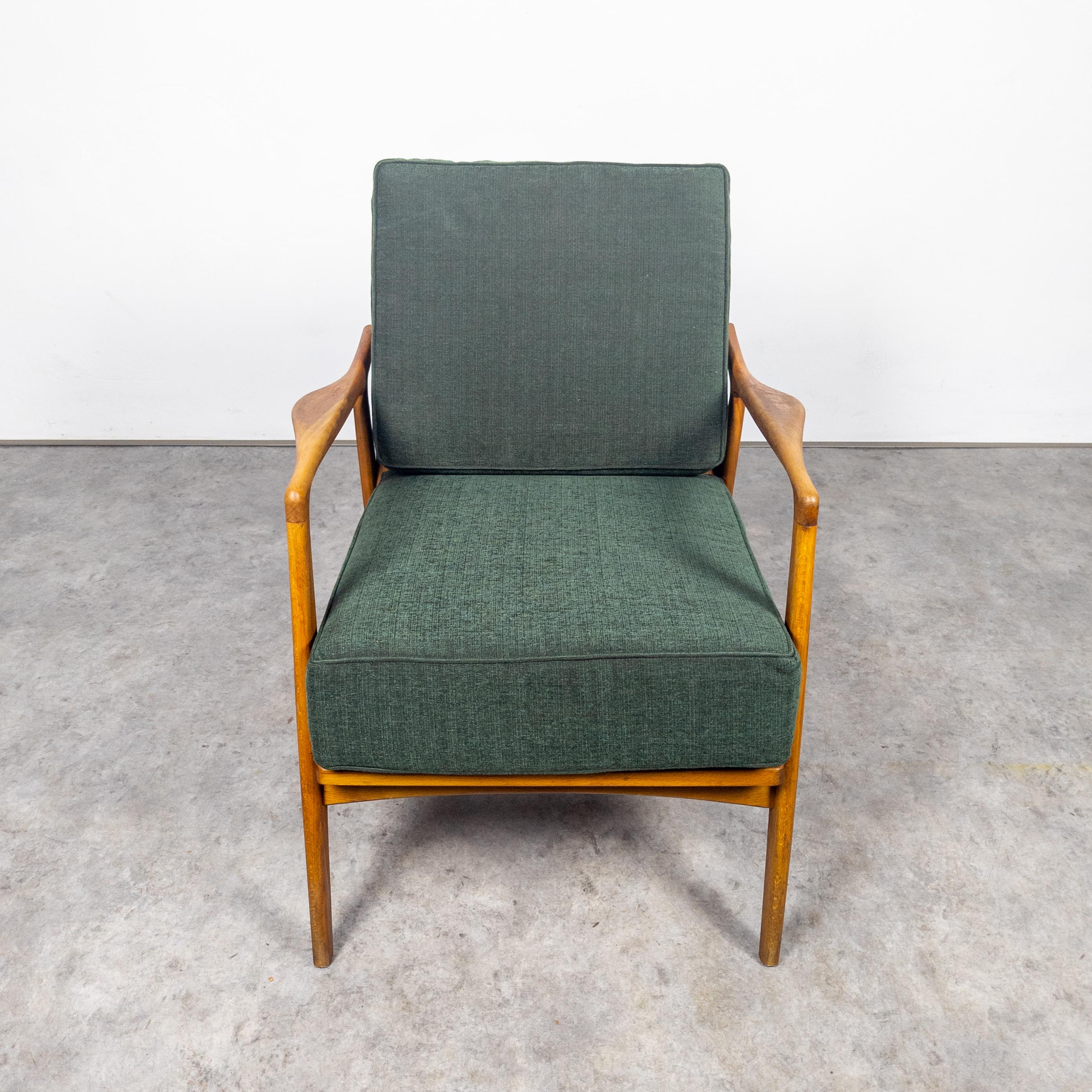 Fabric Mid Century armchair by Karel Vyčítal for Dřevotvar Jablonné For Sale