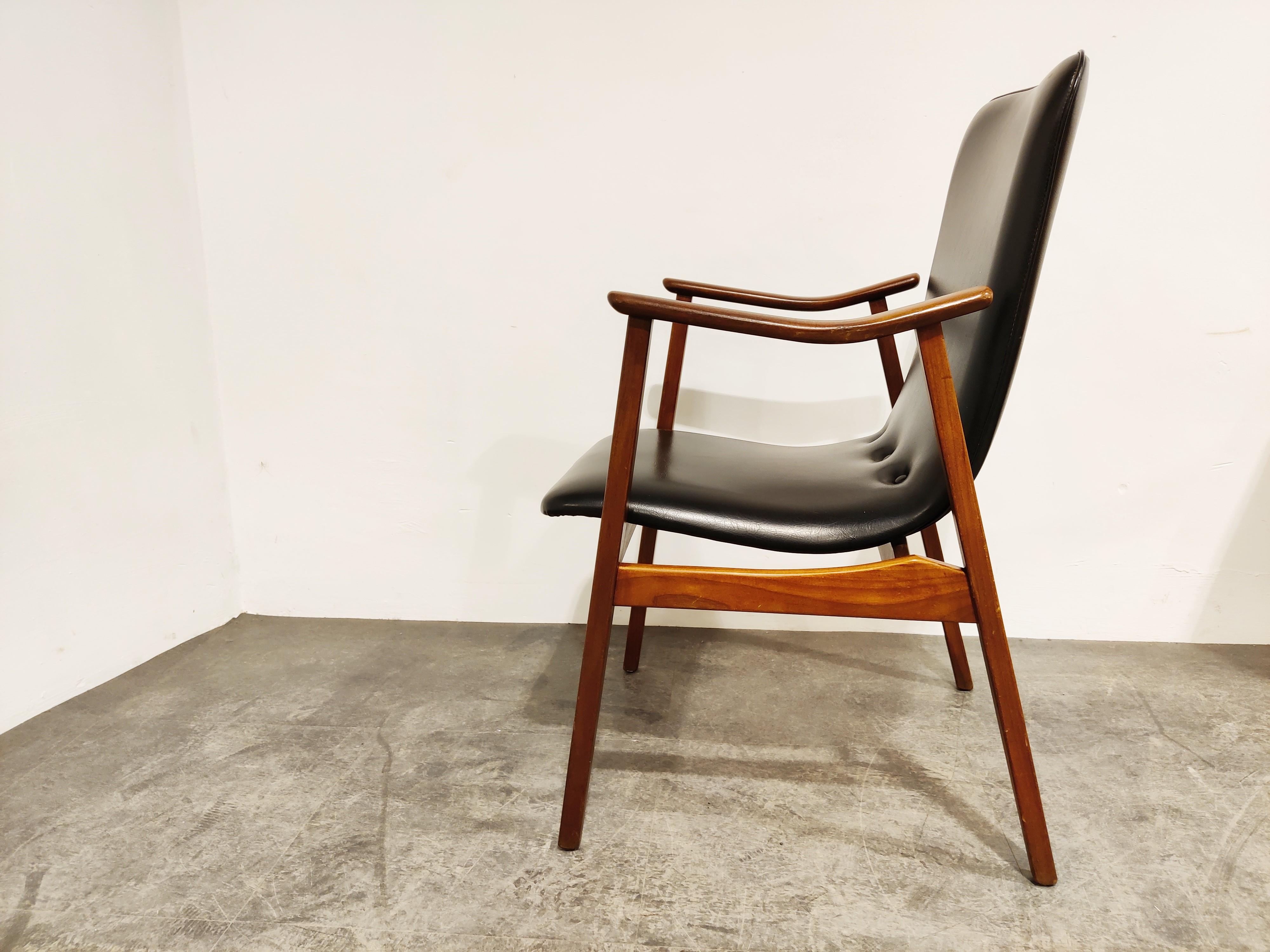 Faux Leather Mid Century Armchair by Louis Van Teeffelen for Wébé, 1960s For Sale
