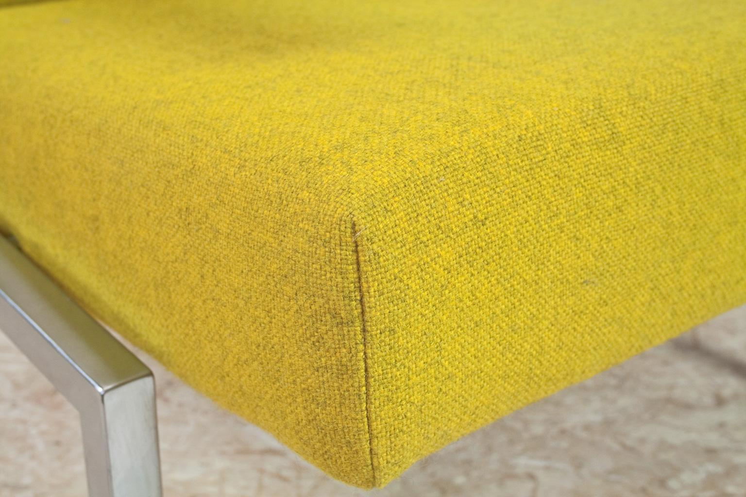 Fabric Midcentury Armchair by Martin Visser Chrome, Wenge and Yellow, 1960s