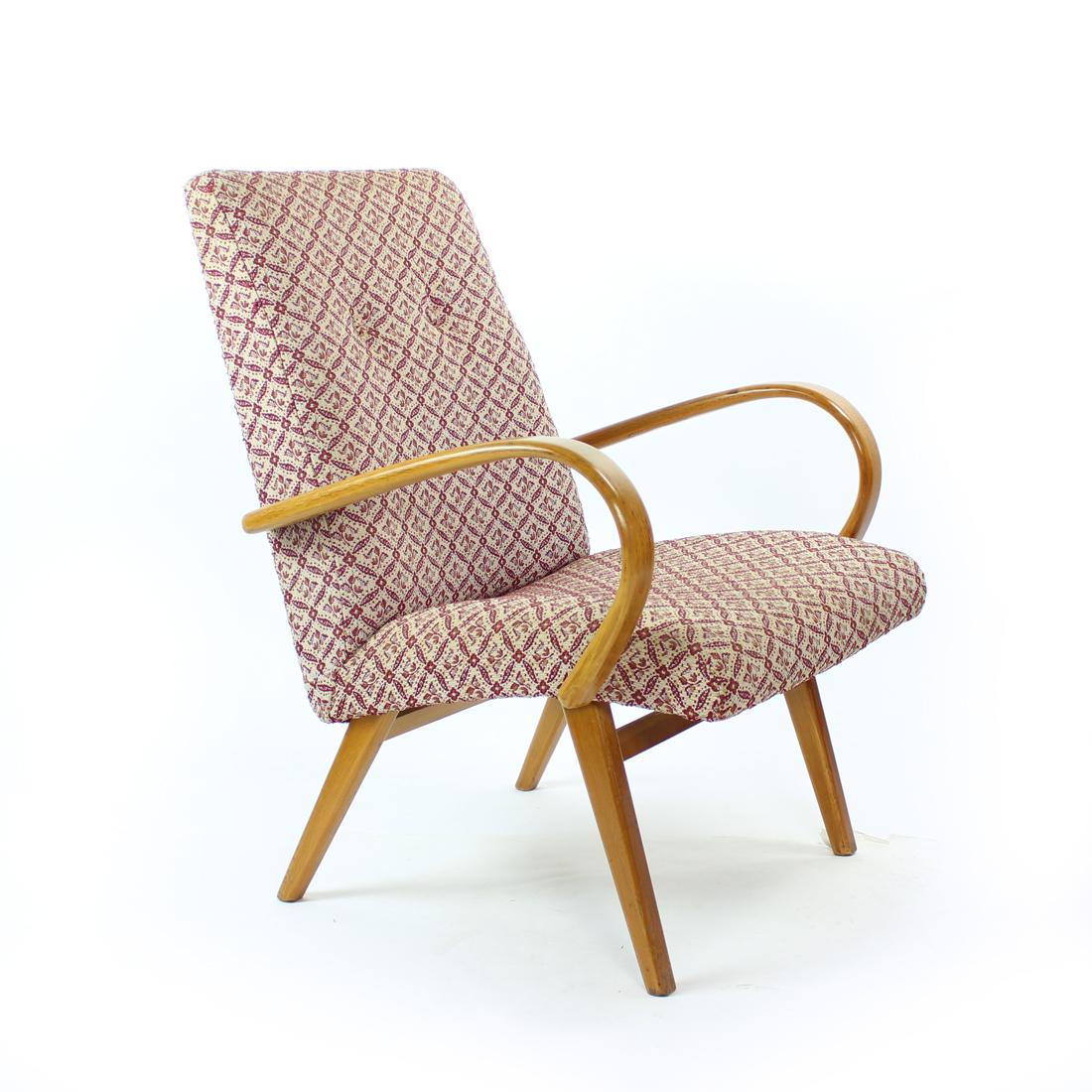 Fabric Mid Century Armchair by Ton, Czechoslovakia, 1960s For Sale