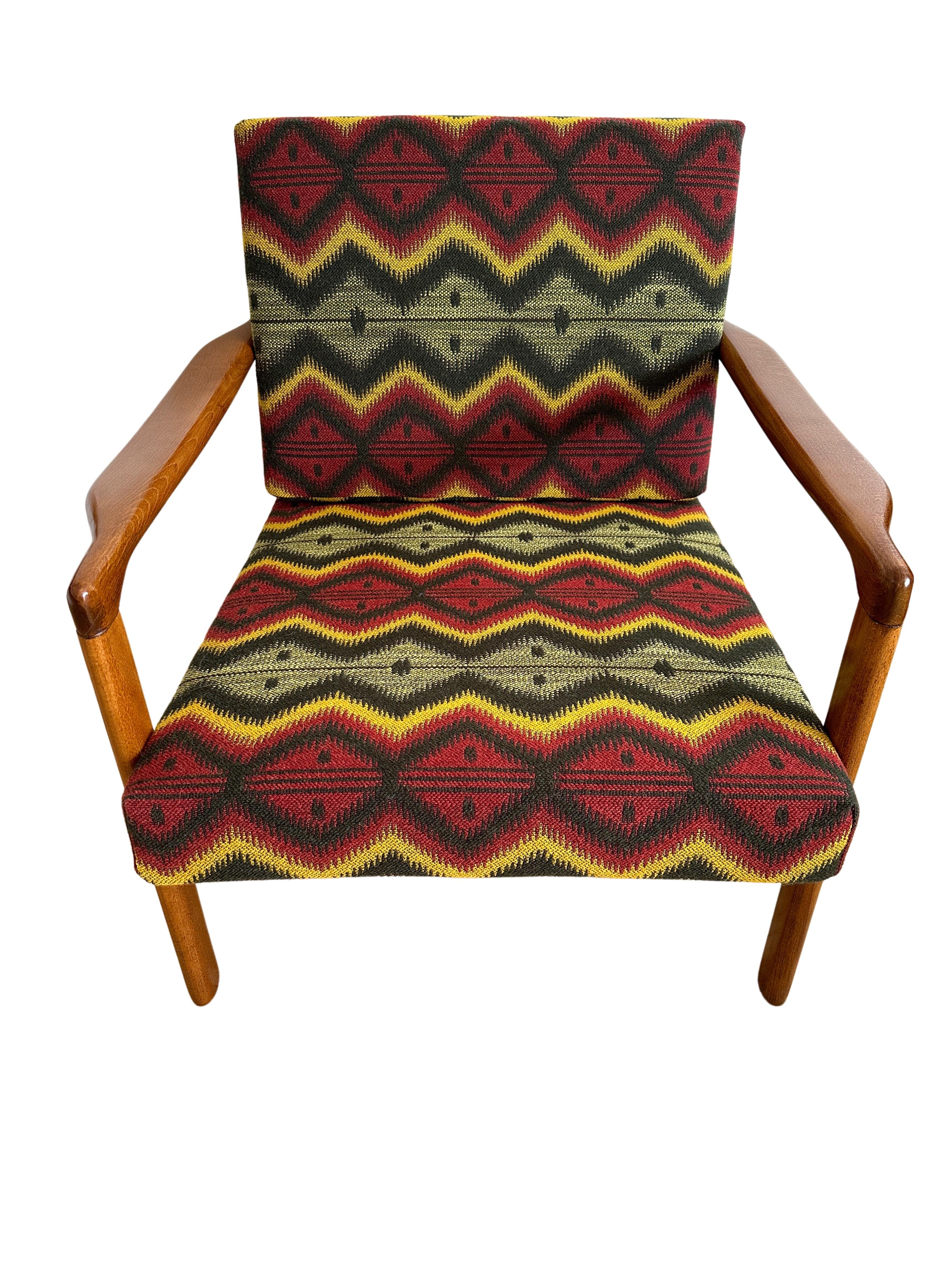 Mid-Century Modern Midcentury Armchair by Zenon Bączyk, Mind the Gap Upholstery, Europe, 1960s For Sale