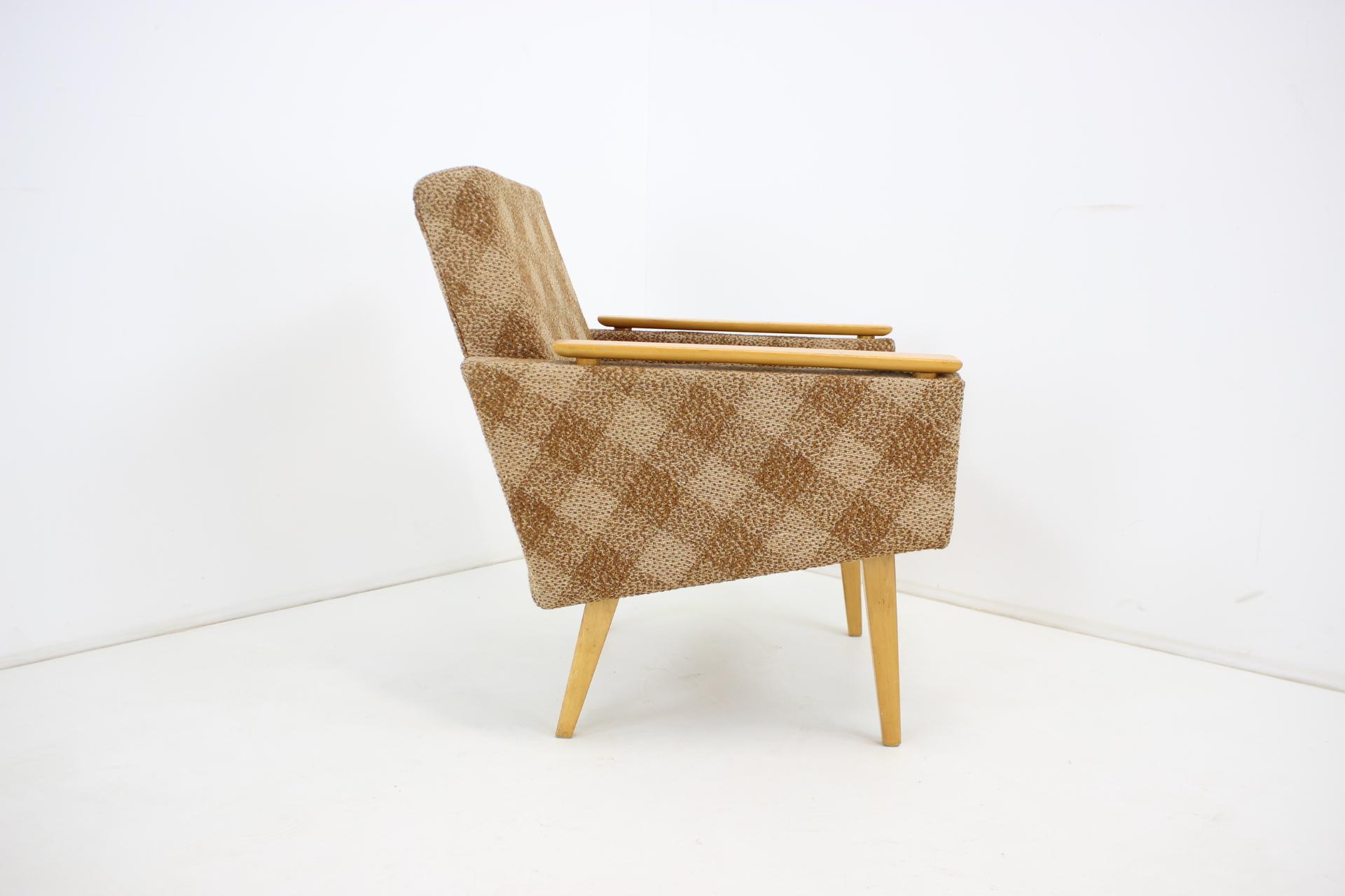 Fabric Mid-Century Armchair, Czechoslovakia, 1960's For Sale