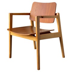 Mid Century Chair in Beech and Bent Walnut Ply by Jens Risom 1952
