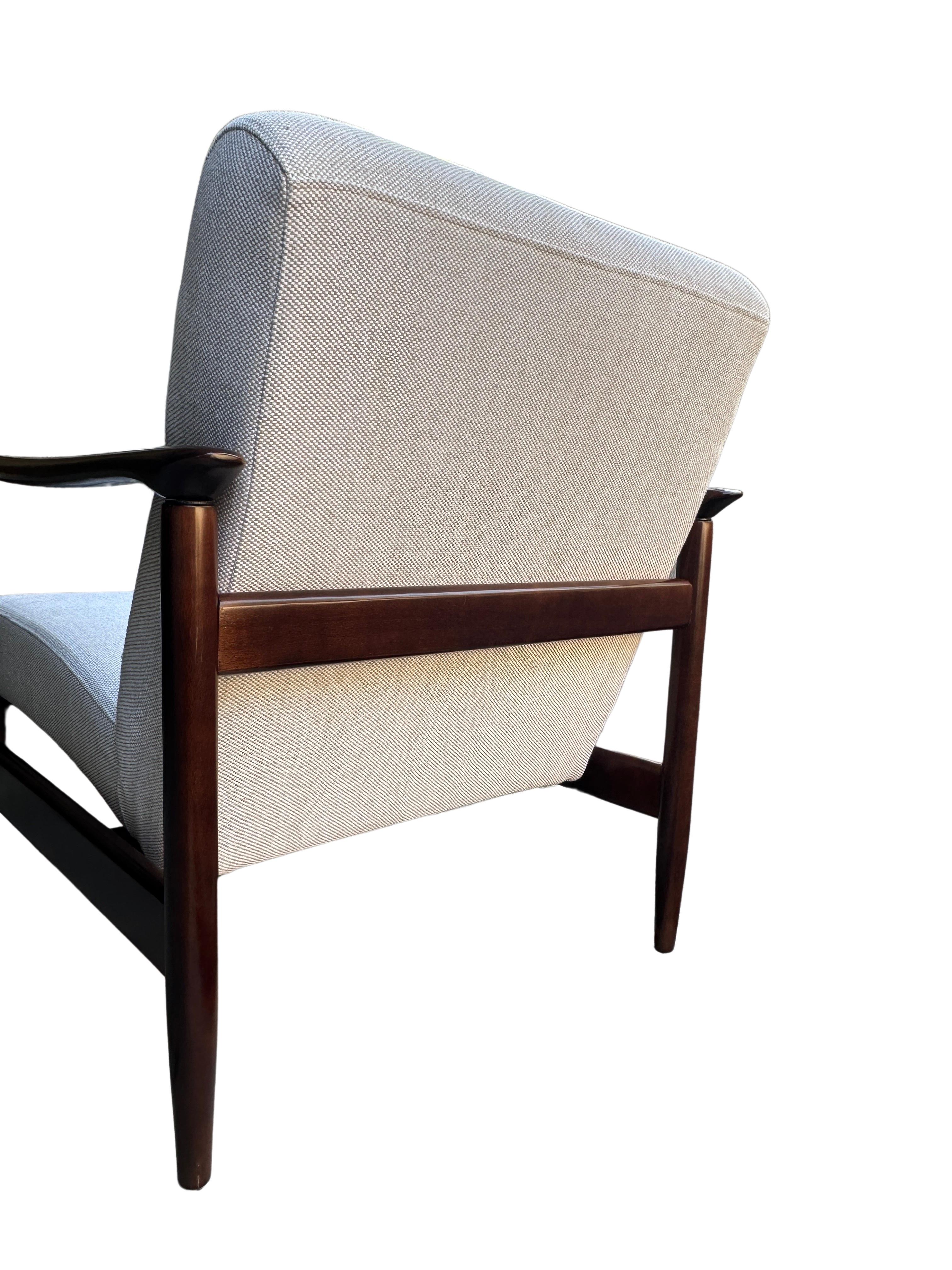 Mid-20th Century Mid Century Armchair in Beige Linen, by Edmund Homa, 1960s For Sale