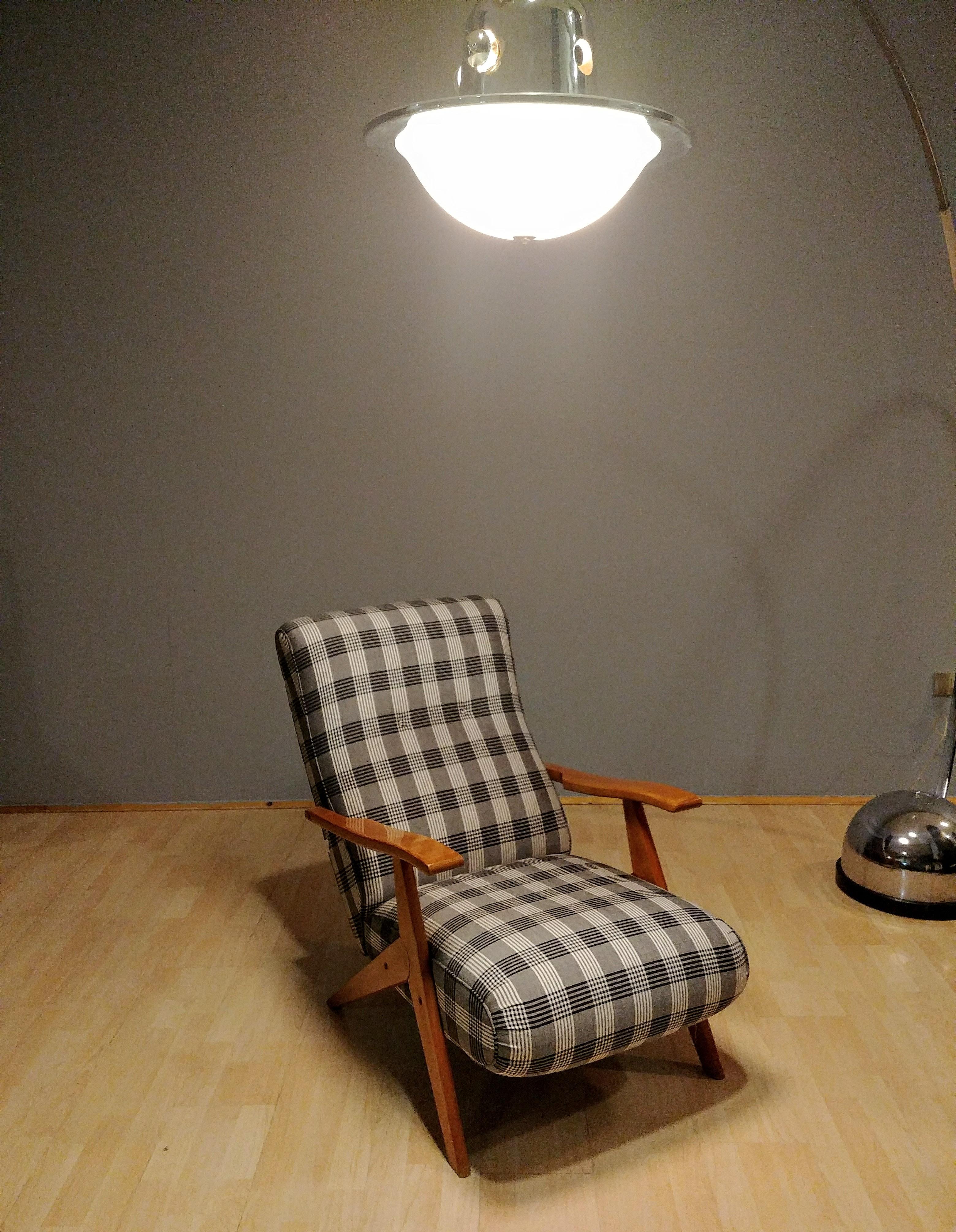 Mid-Century Modern Midcentury Armchair in Fabric and Wood, Italian Design, 1960s