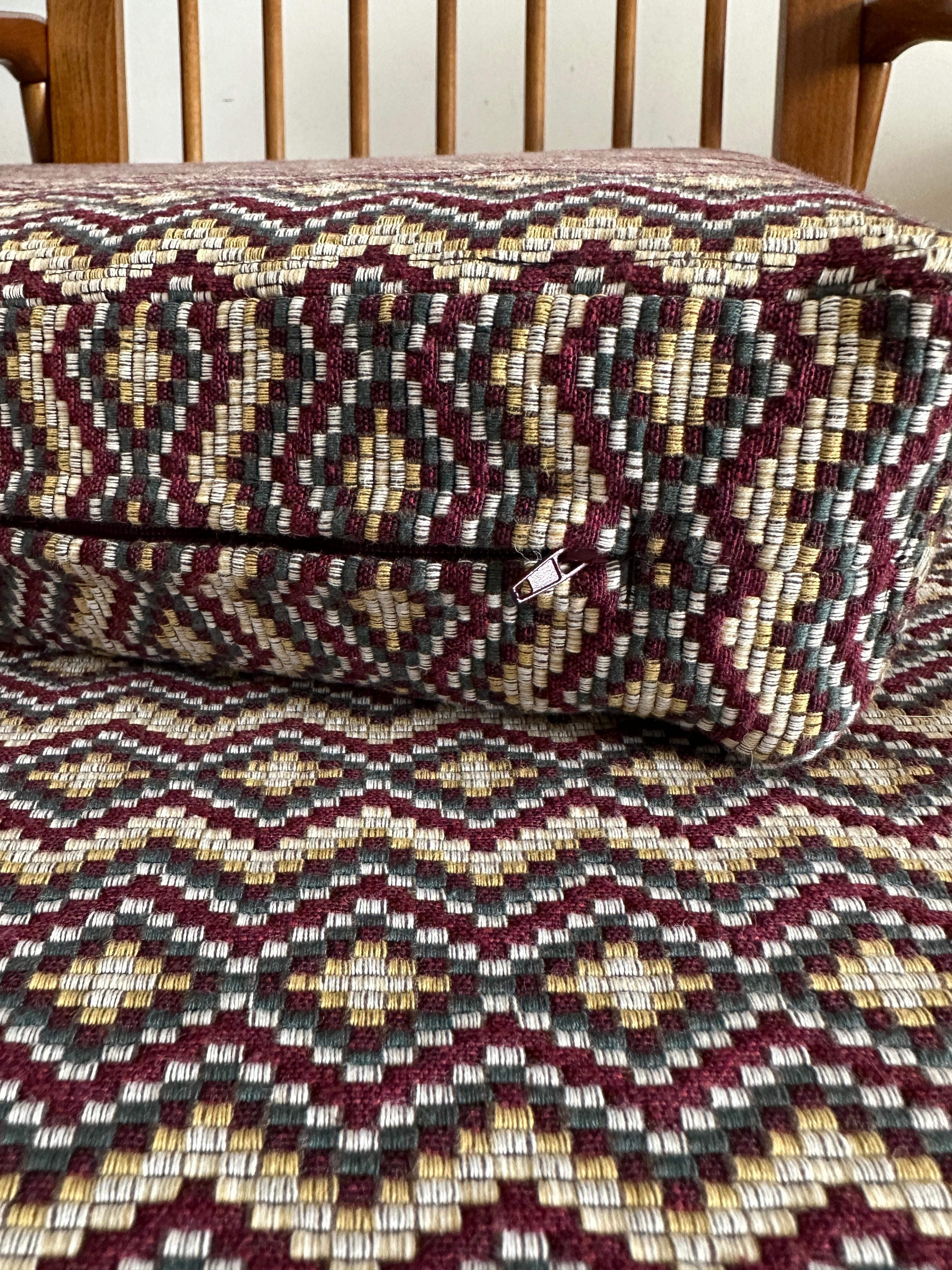 Midcentury Armchair, in Geometric and Ethnic Fabric, Europe, 1960s For Sale 6