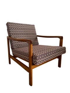 Midcentury Armchair, in Geometric and Ethnic Fabric, Europe, 1960s