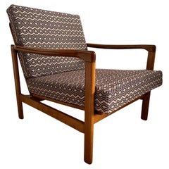 Vintage Midcentury Armchair, in Geometric and Ethnic Fabric, Europe, 1960s