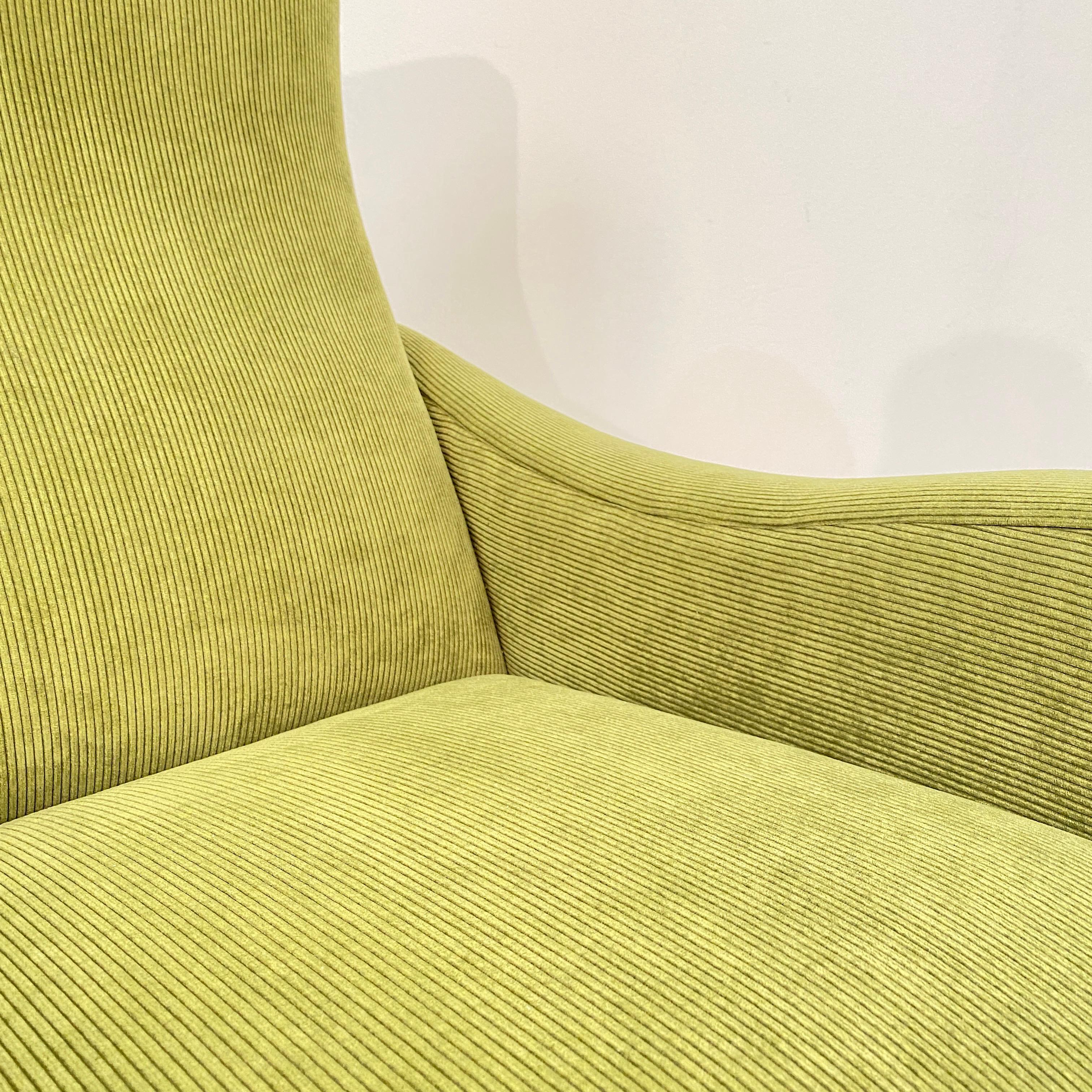 Mid Century Italian Armchair in the Style of Marco Zanuso in Green Cord, 1950 13