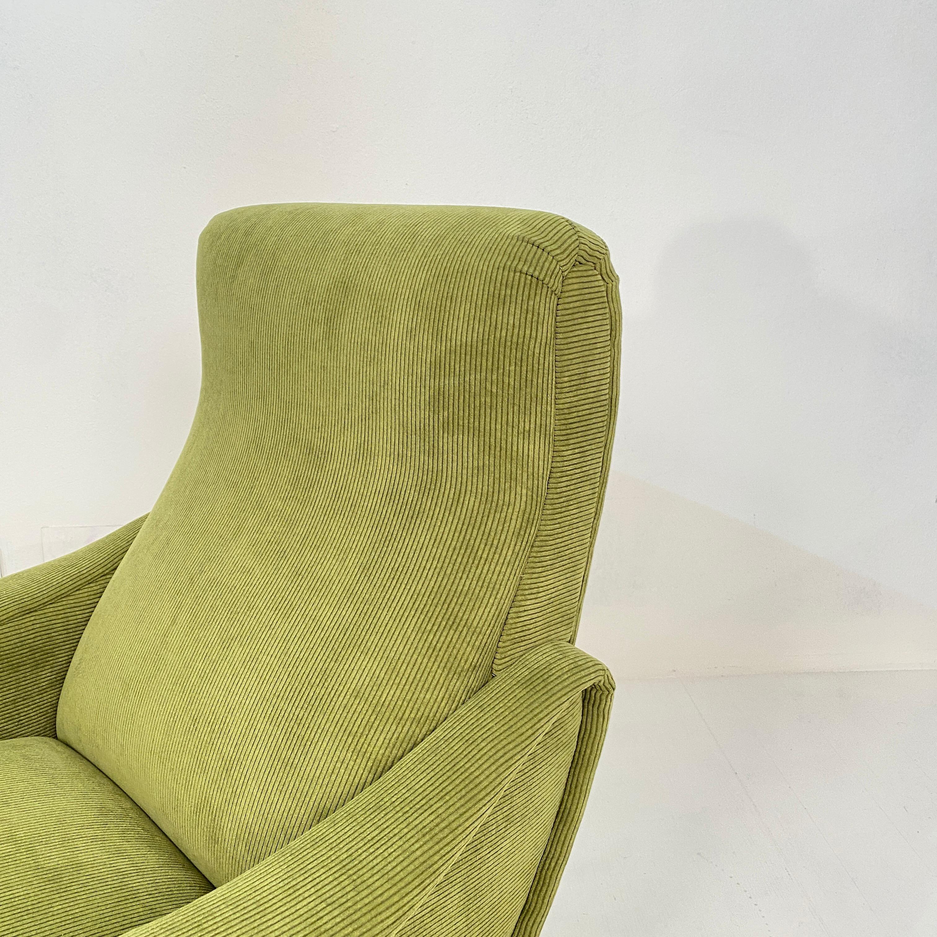 Mid Century Italian Armchair in the Style of Marco Zanuso in Green Cord, 1950 2