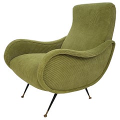 Mid Century Italian Armchair in the Style of Marco Zanuso in Green Cord, 1950 Mid Century Italian Armchair in the Style of Marco Zanuso in Green Cord, 1950