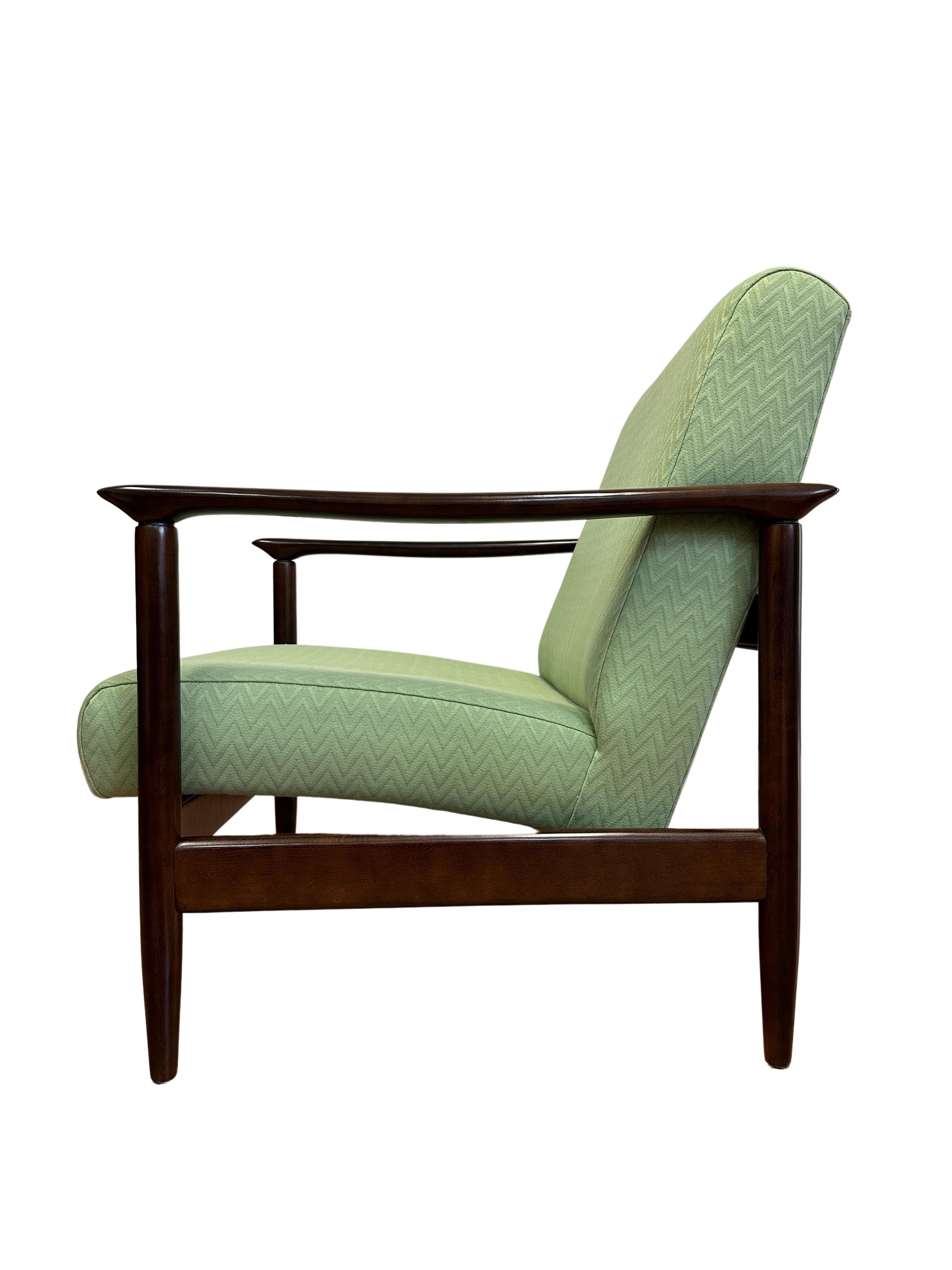 Hand-Crafted Mid Century Armchair in Green Missoni Upholstery, by Edmund Homa, 1960s For Sale