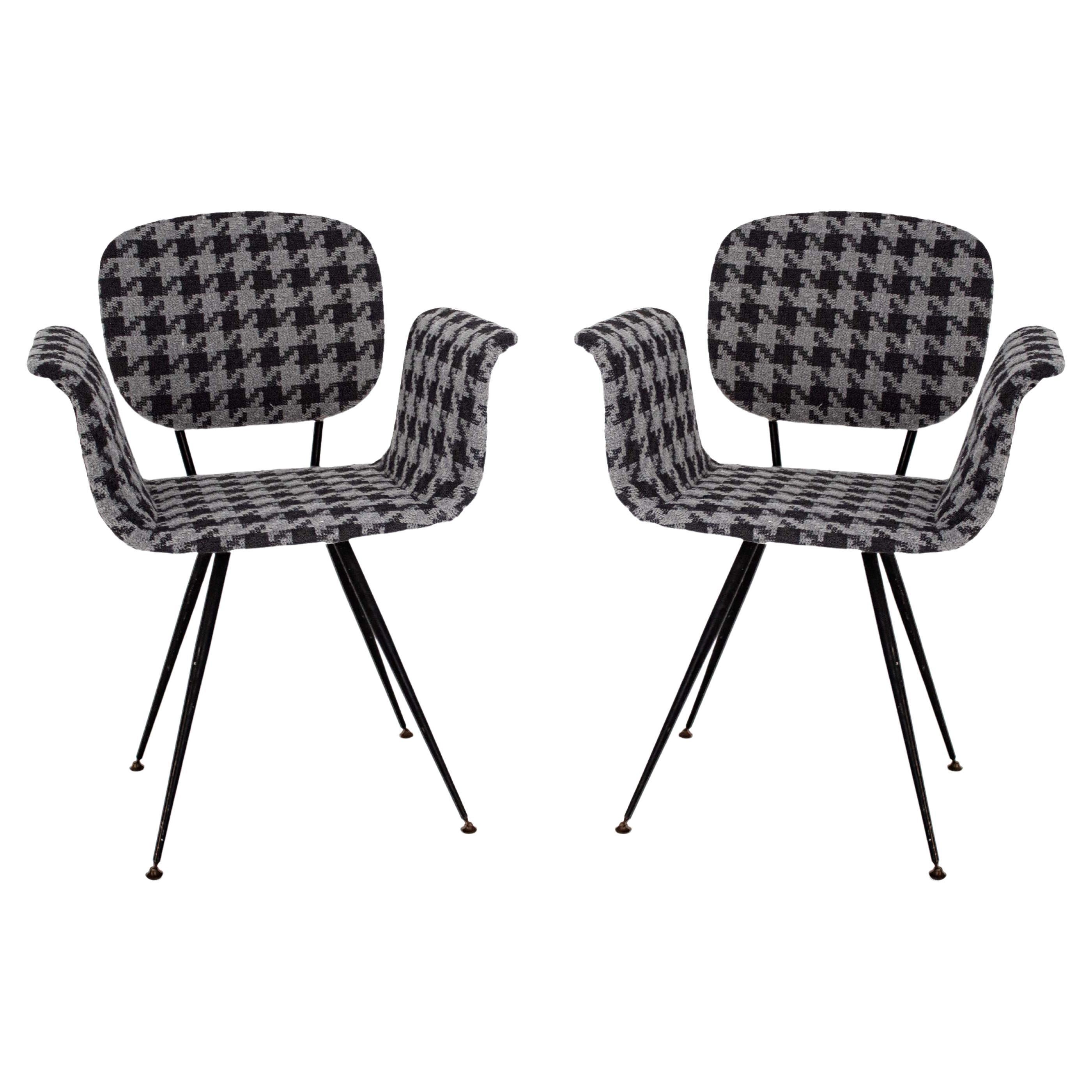 Mid Century Armchair in Houndstooth Fabric, Italy, 1950