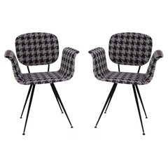 Mid Century Armchair in Houndstooth Fabric, Italy, 1950