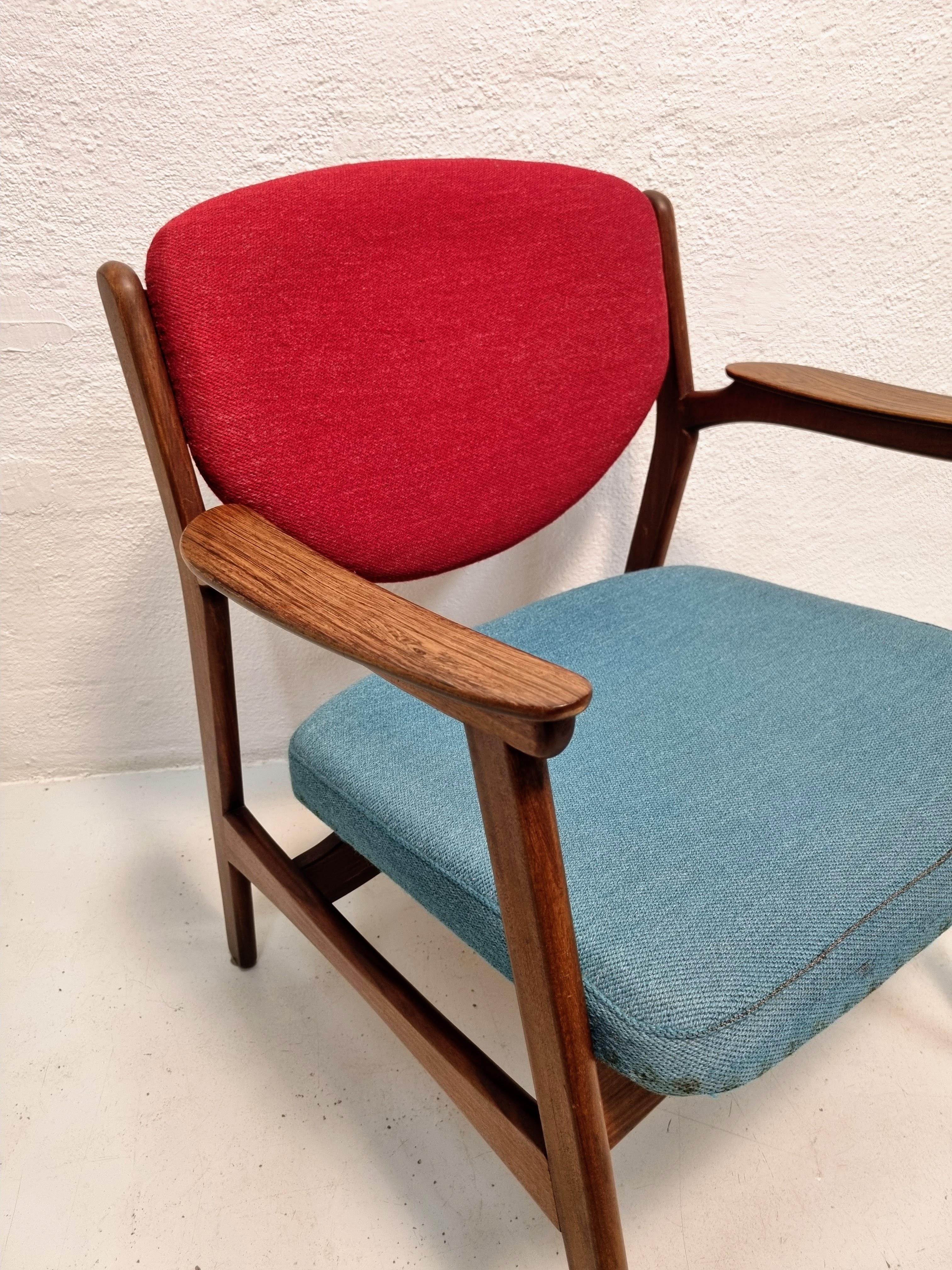 Mid century armchair in teak and rosewood 3