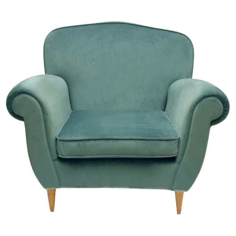 Mid-century armchair in velvet attr. Ico Parisi, 1950s For Sale
