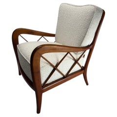 Fauteuil en bois du milieu du siècle, style Paolo Buffa, Italie, années 1950