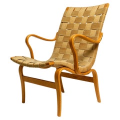 Mid Century Armchair Model "Eva" by Bruno Mathsson Birch/Hemp, Sweden