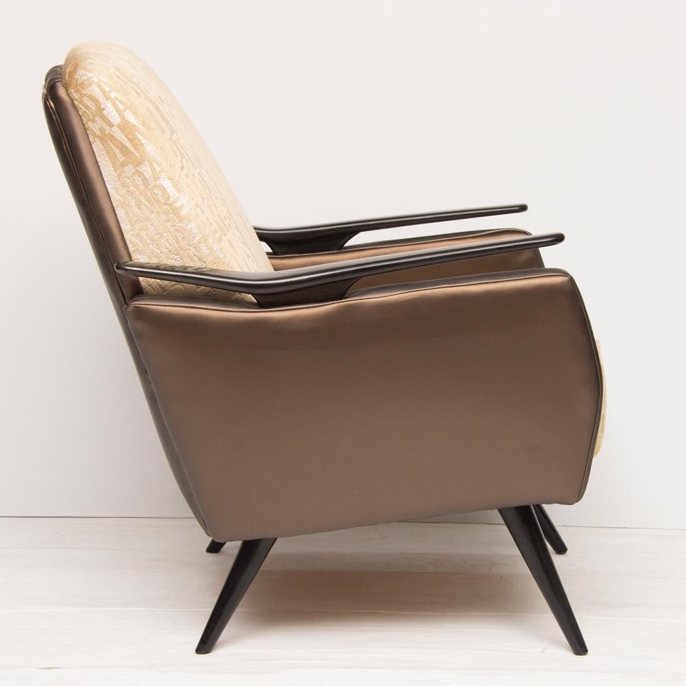 European Mid Century Armchair Newly Upholstered in 